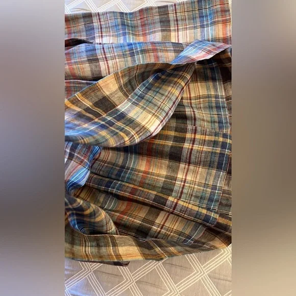 Vintage Y2K Zara Colorful Checkered A-Line midi linen Skirt - Picture 8 of 9